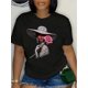 thumbnail image 2 of Camiseta con estampado de retrato de belleza para mujer: cuello redondo, manga corta, algodón, informal, para todas las estaciones, ideal para deportes de ocio., 2 of 7