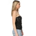 thumbnail image 5 of Womens Shiny Sequin Party Cropped Strapless Bandeau Stretch Tube Top, 5 of 6