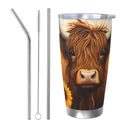 

Coaee Countryside Sunflower Cow for 20oz Insulated Kettle Water Bottle For Running Hiking Cycling Climbing Men S Woman Insulated Water Bottle-Straw Three-piece Set