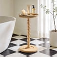 thumbnail image 6 of Rattan Round Side Table, Solid Wood Drink Table,Rubberwood‌ Small Drink Table for Small Spaces, Solid Wood Pedestal Coffee Tables, End Tables for Living Room, Sofa , Bedroom, 6 of 7