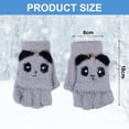 thumbnail image 2 of 2pcs panda half-finger flap woolen gloves half-finger flap plush knitted coldproof thickened - gray, 2 of 5