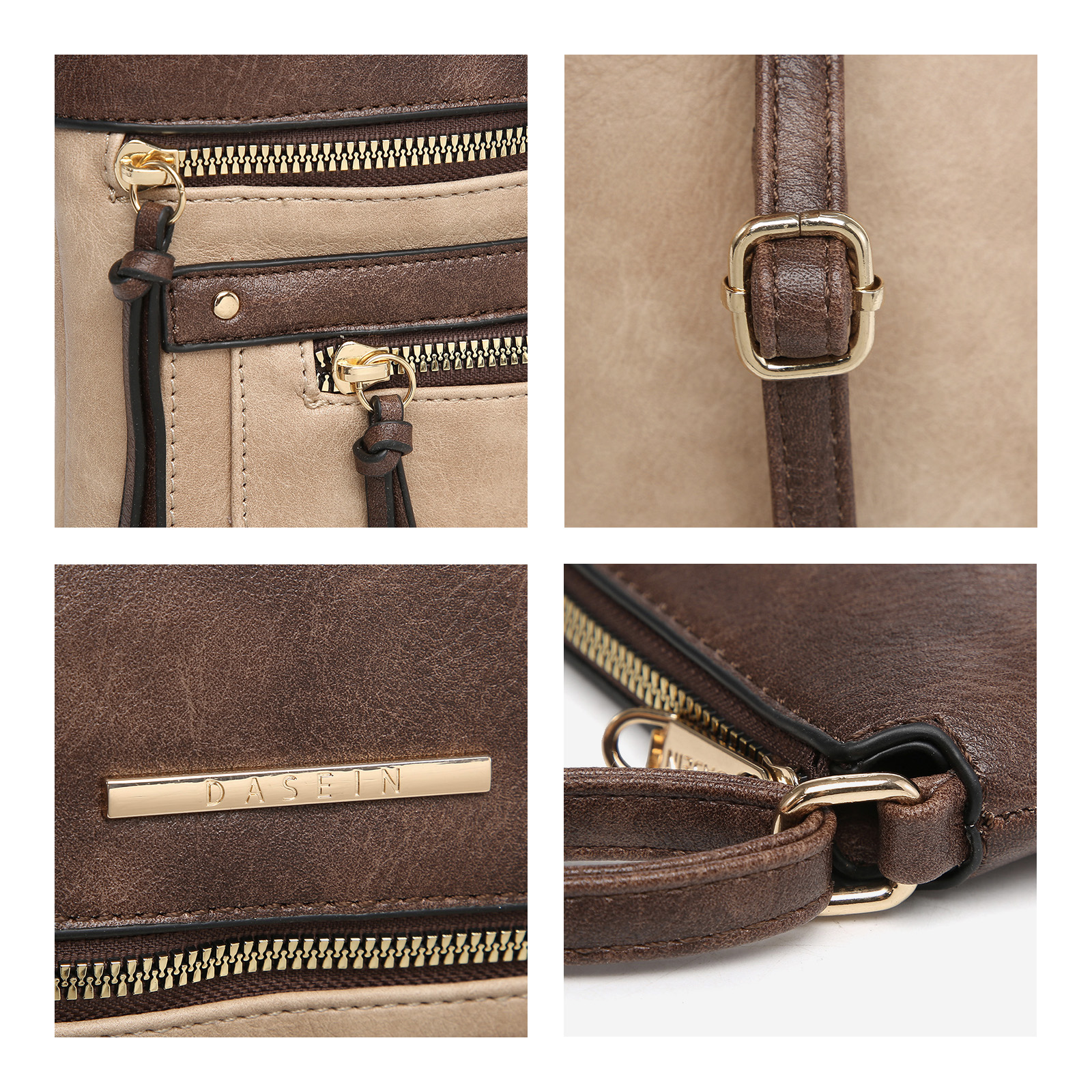 Dasein Women's Beige Vegan Leather Crossbody Bag photo 2