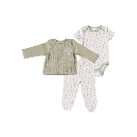 Chick Pea Baby Boy Baby Girl Gender Neutral Unisex 3 PC Cardigan Set, Sizes Newborn-9 Months