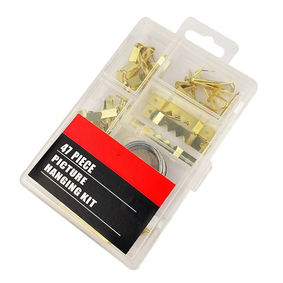 47pcs Picture Hanging Kit Wooden Frame Duty Picture Wall Mounting Hooks Nails Picture Hanging Wire Kit