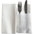 thumbnail image 3 of Paquete de 50 servilletas de tela desechables, bolsillo para cubiertos incorporado, para fiestas de bodas, tacto de lino blanco, dobladas previamente para cubiertos, 3 of 5