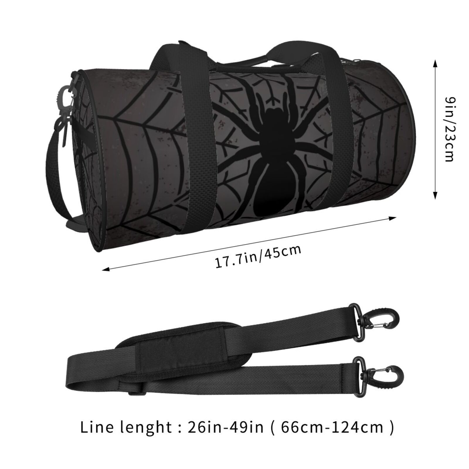 Defioc Black Spider On Web 1 for Travel Duffle Bag,Weekender Bag Carry On Tote Bags Hospital Bag Large Capacity Sport Gym Bag for Men Women Fit for Trave, Gym,Weekend
