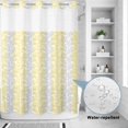 thumbnail image 2 of No Hook Shower Curtain, Yellow Grey Botanical Shower Curtains for Bathroom with See Through Top Window, Pastoral Spring Summer Leaf Aesthetics Waterproof & Washable Bath Curtain 60"x72", 2 of 9