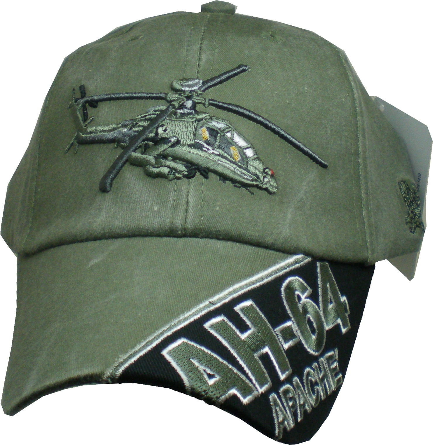 US Army AH-64 Apache Helicopter Green Adjustable Baseball Cap
