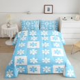 thumbnail image 2 of Manfei Cute Cartoon Flowers Bedding Comforter Set,Lovely Floral Blossom Twin Comforter Sets,White Blue Checkered Bedding Set For Kids,Microfiber Bedroom Decor Reversible,2pcs, 2 of 8
