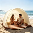 thumbnail image 3 of 51.1×43.4In Pop Up Beach Tent Automatic Instant Open Sun Shelter For Family Beach Camping Garden Outdoor Use(White-120X100Cm), 3 of 6
