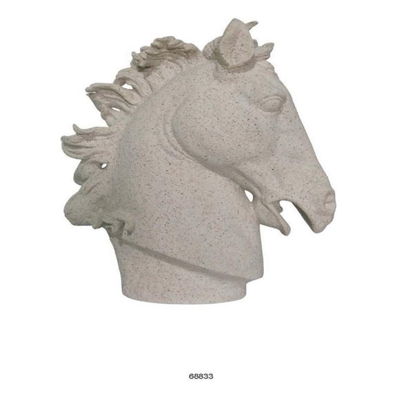 Benjara 25" Horse Head Figurine Statuette- Lifelike Design- White Resin
