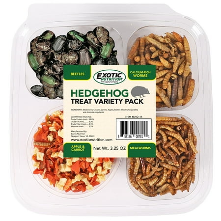 UPC: 0858196007811 | Hedgehog Treat Variety Pack – Healthy Natural Treat Assortment – Dried Mealworms Dried Black Soldier Fly Larvae Dried Crickets Dried Apples & Carrots – Sampler Variety Value Package