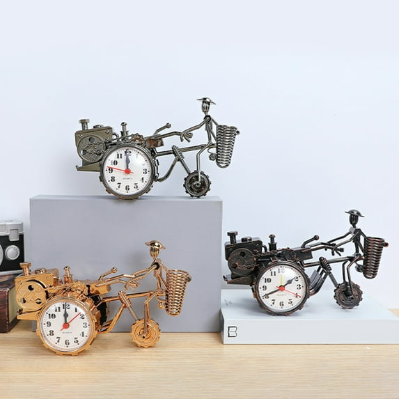 wirlsweal Table Clock Eye-catching Realistic Looking Plastic Non-ticking Battery Operated Alarm Clock Desktop Ornament for Home