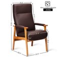 thumbnail image 2 of PU Leather Arm Chair Accent Guest Chair Lounge High Back Solid Wood Frame Brown, 2 of 10