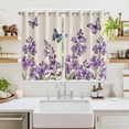 thumbnail image 2 of Purple Flowers Kitchen Curtains Window Panels, Butterfly Spring Floral Rustic Farmhouse Insulated Window Treatment Curtain, Grommet Curtains for Bedroom/Living Room/Bathroom, 2 Piece 52"Wx63"L, 2 of 8