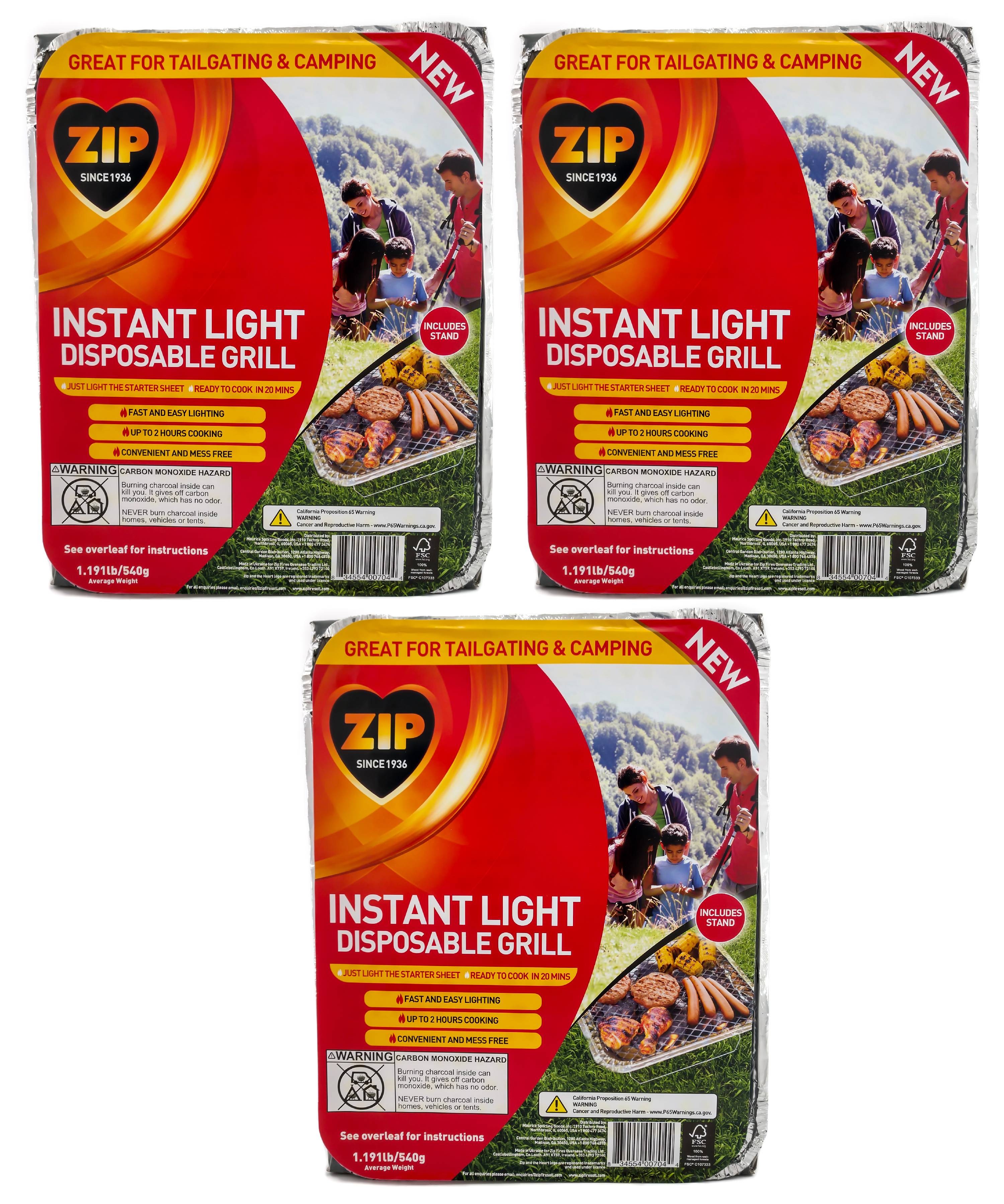 Zip Instant Light Disposable 500Gram Charcoal Briquette BBQ Grill/Tray