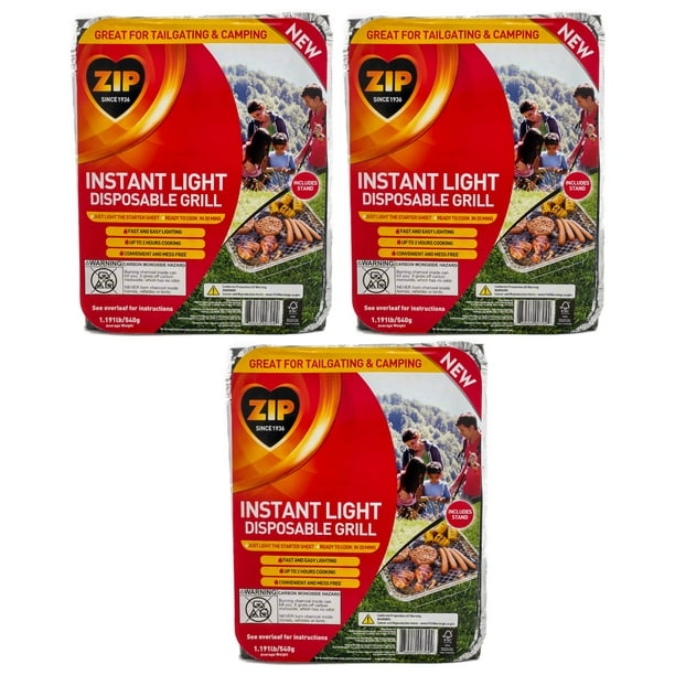 Zip Instant Light Disposable 500Gram Charcoal Briquette BBQ Grill/Tray