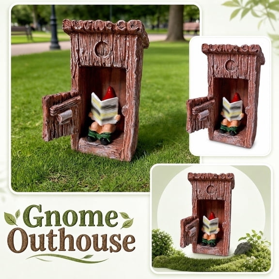 THOPBPRK Funny Garden Gnome Statue Reading Newspaper Toilet Humorous Yard Art Decor Whimsical Outdoor Lawn Sculpture Patio Ornament Housewarming Gift Garden Decoration Backyard , 1Pack a