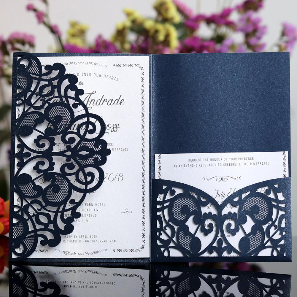 10Pcs Wedding Invitation Card Kit Various Laser Cut Envelopes Seals Party Custom 