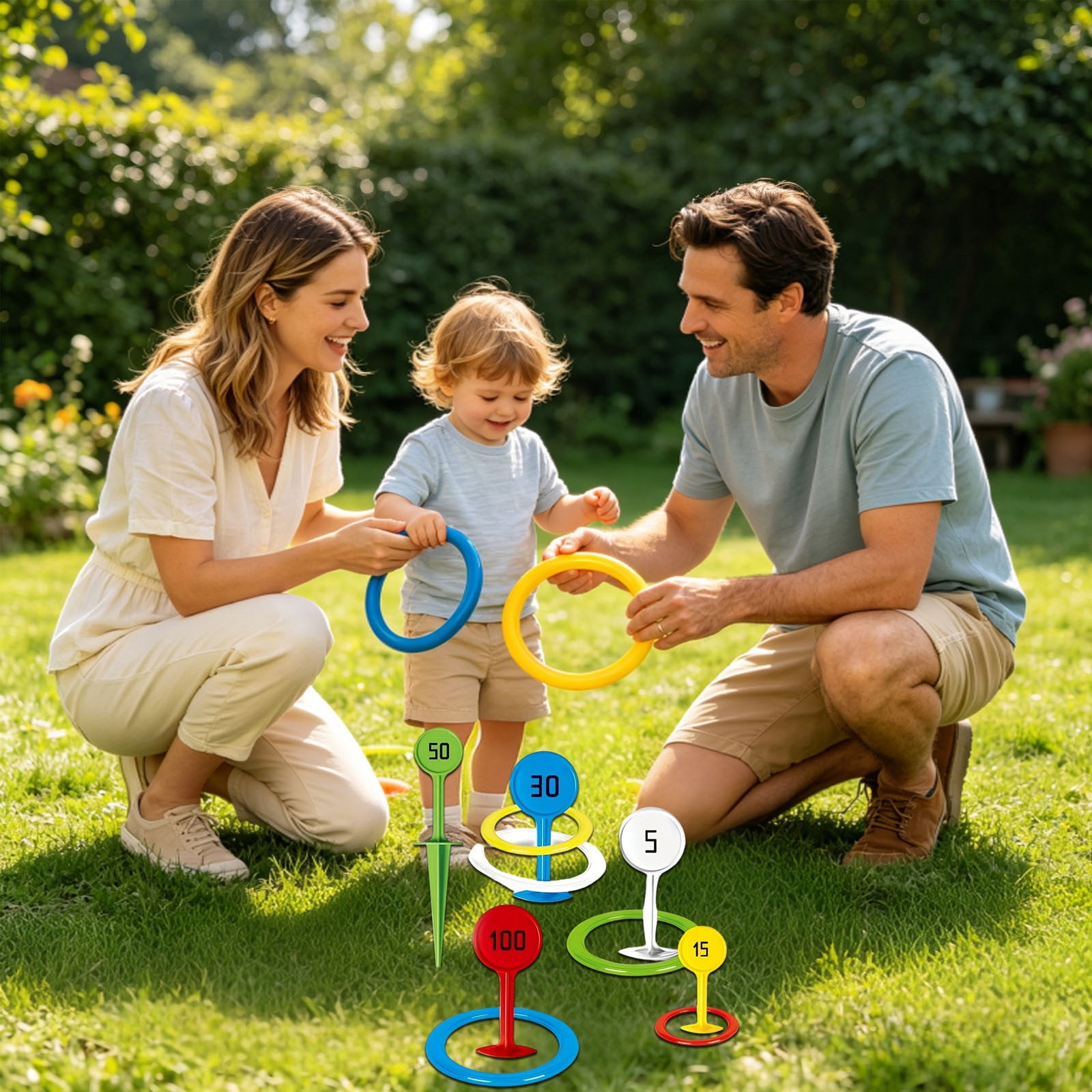 Xheghe Nautical Rings Toss Game - Family-Friendly Outdoor Carnival Activity for All Ages, Portable Fun for Backyard and Beach Gatherings