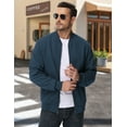 thumbnail image 3 of Xidunhg Men's Casual Varsity Bomber Jacket Lightweight Outerwear Jackets Waffle Zip up Fashion Coat Mist Blue XL, 3 of 6