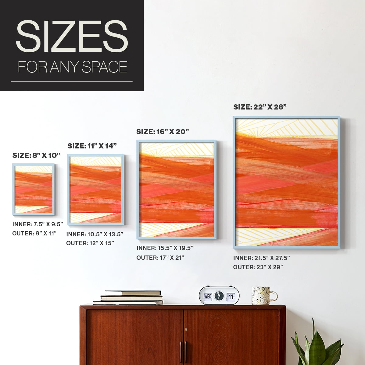 Warm Rays II Framed Print in Blue Solid Wood 11 x 14 Framed Print