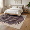 thumbnail image 3 of ODIKA 6'x9' Washable Area Rug Non-Slip, Chair-Friendly, Mauve Gothic Mansion with Starry Accents Victorian Inspired Design Elegant Swirls and Cats for Dining Room, Under Table, Office Décor, 3 of 7