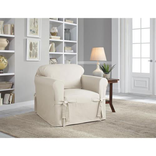 Sure Fit Cotton Duck Wing Chair T-Cushion Slipcover COCO NATURAL NEVER USED  