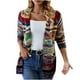 thumbnail image 2 of Chaqueta y abrigo informal de manga larga sin capucha para mujer, chaqueta fina informal a rayas de colores, cárdigan, suéter, chaqueta de poliéster para mujer, 2 of 6