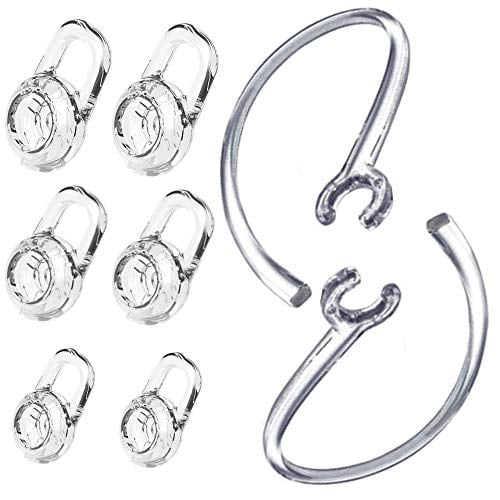 Replacement Ear Gel Tips & Loop Clip SSpare Kit for Plantronics M155 M165 M55 M25 M90 Explorer 500 Headset Clamp, Gel Earbuds Eartips 6PCS & Earhooks Earloop 2PCS (Clear) Headsets Accessories -