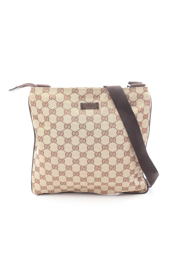 Pre-Owned Gucci GG pattern shoulder bag/handbag, leather and nylon canvas, women's,...