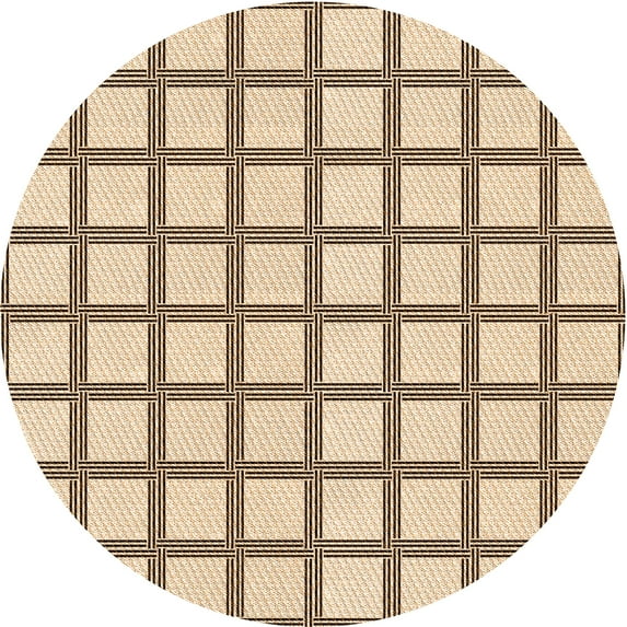 Ahgly Company Indoor Round Patterned Dark Gold Brown Area Rugs, 3' Round