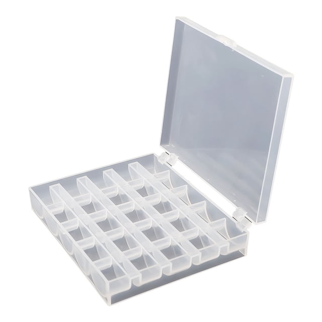 BUYISI 25P Metal Bobbins/Clear Sewing Machine Bobbins Spools Empty Bobbins Spools Plastic Storage Box For Home Sewing Accessories Tools A