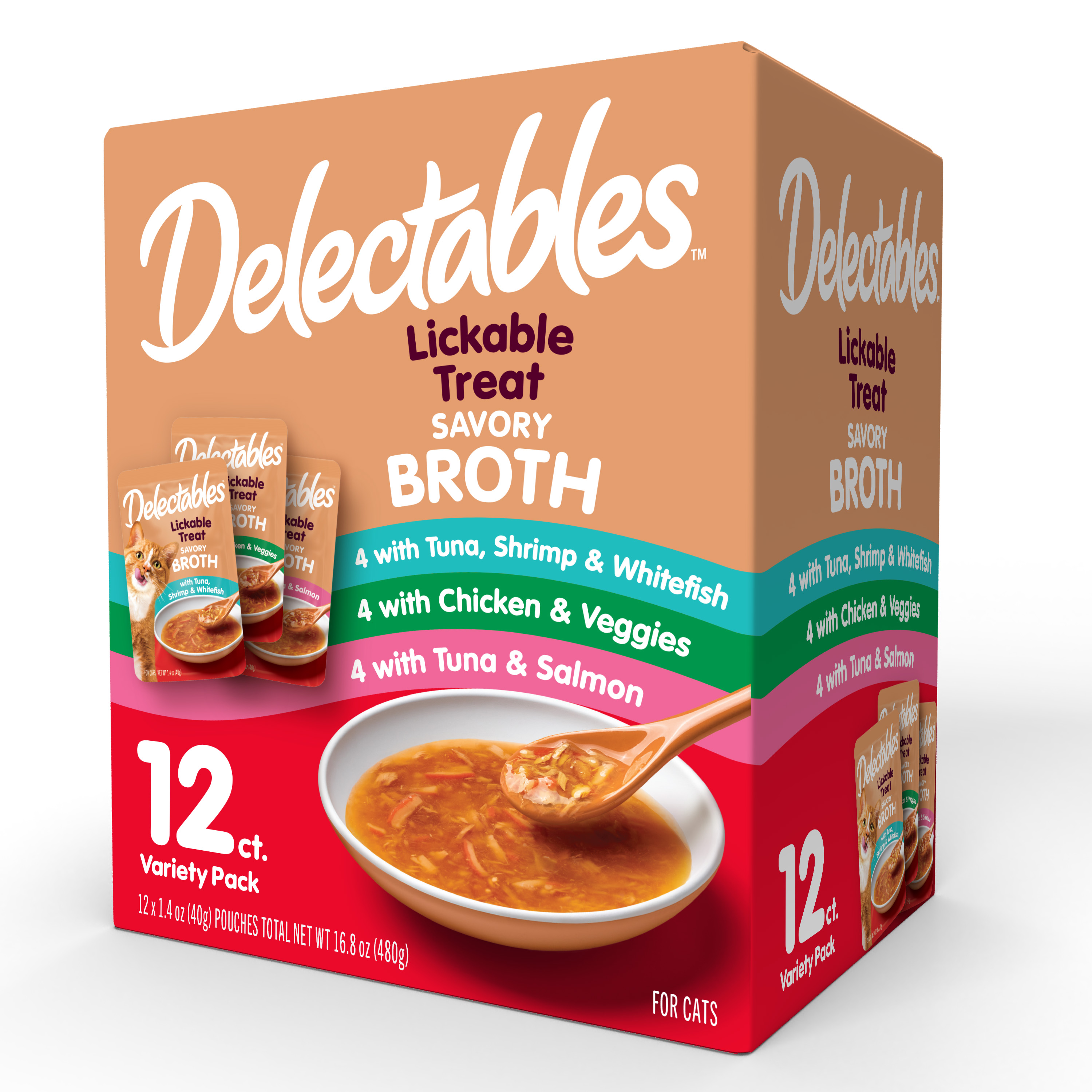 Hartz Delectables Savory Broths Lickable Wet Cat Treats Variety Pack