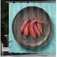 thumbnail image 3 of Ambesonne Mexican Shower Curtain, Red Hot Peppers on Rustic, 69"Wx84"L, Ruby Seafoam Dark Grey, 3 of 4