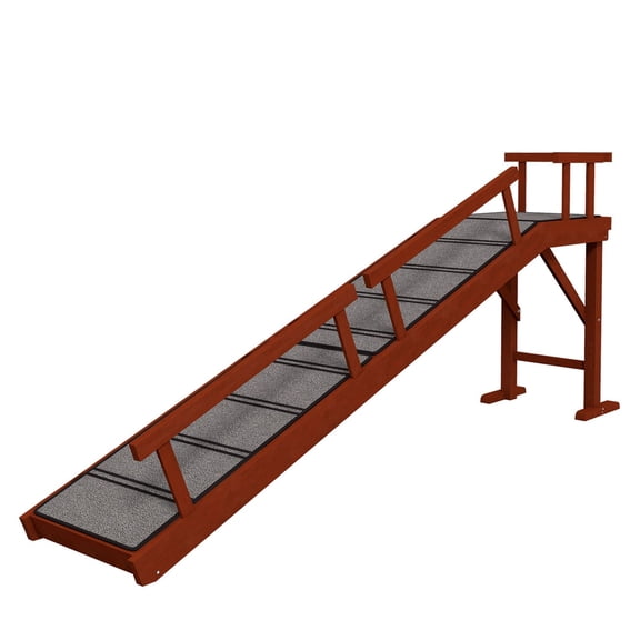 BNHHYYDS Wooden Dog Ramp with Removable Guardrails, Non-Slip Surface, 73" Long, Brown