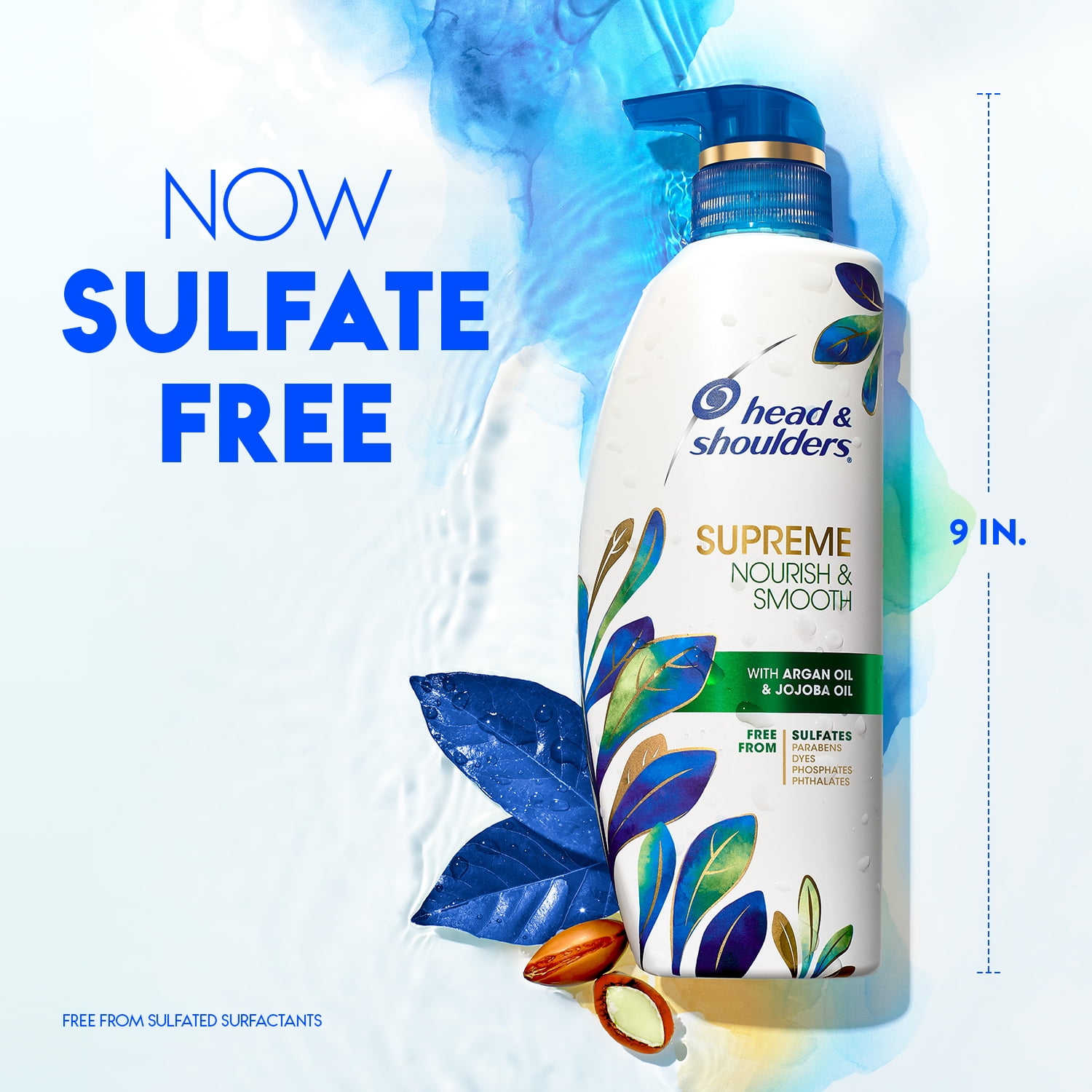 Head & Shoulders Supreme Sulfate Free Nourish & Smooth Shampoo, All Hair Types, 11.8 fl oz