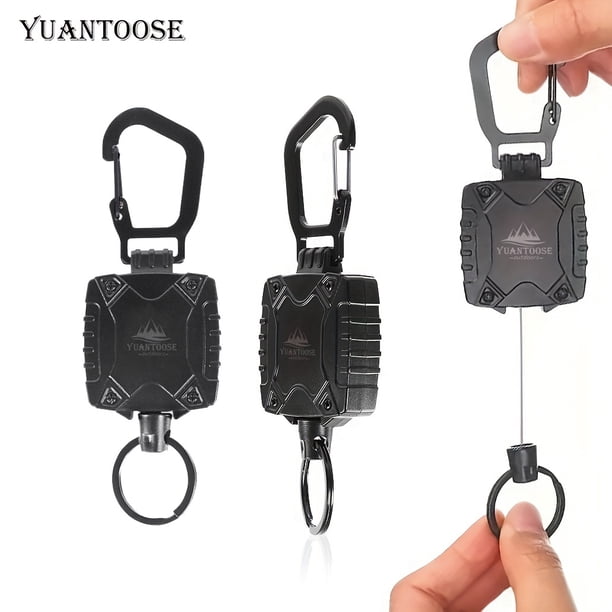 YUANTOOSE 1pc Outdoor Mountaineering Carabine, Waterproof And Durable Buckle, Telescopic Steel Wire Rope Keychain