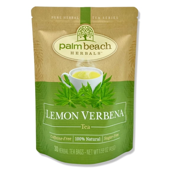 Palm Beach Herbals Lemon Verbena Tea, 30 Count Tea Bags, Caffeine-Free | Pure Herbal Tea Series