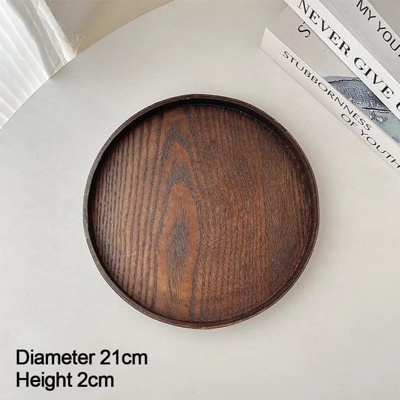 Vintage Round Serving Tray Wooden 21/24/27/30/33cm Decorative Tray Wood Platte Coffee Home Table