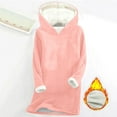 thumbnail image 3 of Scyoekwg Fleece Lined Hoodies for Women Winter Warm Tunic Sweatshirts Solid Color Hooded Long Sweatshirts Loose Pullover Tops (Pink,XL), 3 of 3