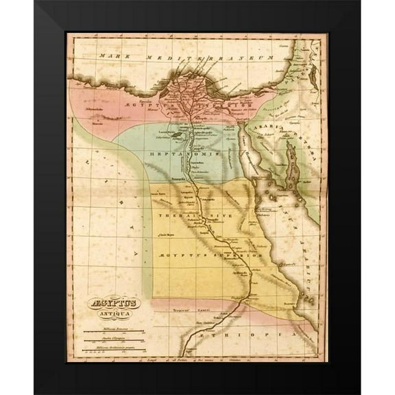 Vintage Maps 12x14 Black Modern Framed Museum Art Print Titled - Ancient Egypt
