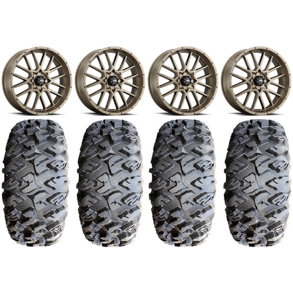 ITP Hurricane 18" Wheels Bronze 33" MotoClaw Tires Can-Am Maverick X3 / Honda Pioneer 1000 / Talon