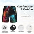 thumbnail image 3 of Lsque Neon Spectrum Cat Portrait Pattern Mens Swim Trunks- Bathing Suit Compression Liner - Beach Swim Shorts Swimwear - (S-3XL) - Stretch Quick Dry-Medium, 3 of 6