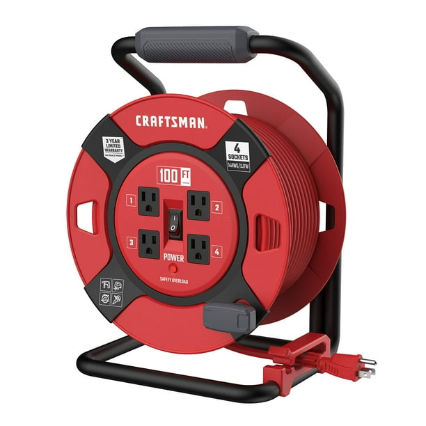 Carrete de cable de extensión retráctil CRAFTSMAN de 30 m con 4 salidas