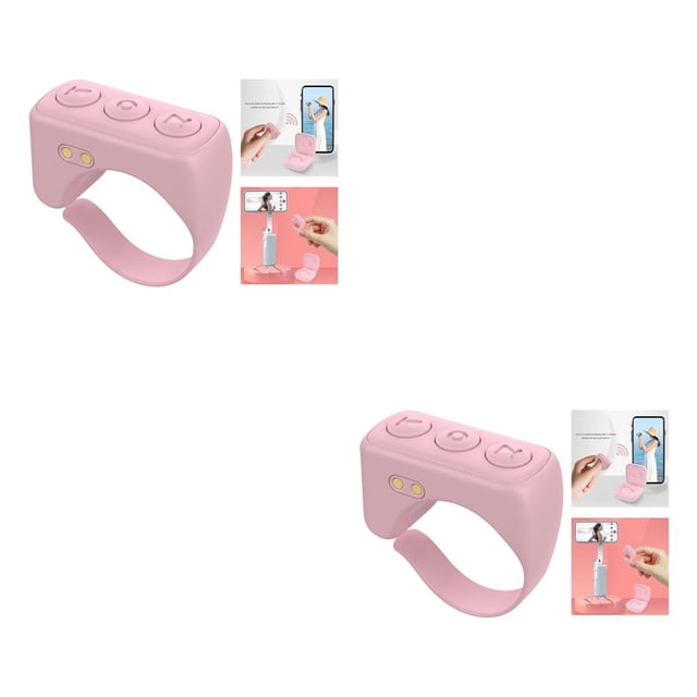 Cateissary Bluetooth Fingertip Video Controller Disparadores remotos para teléfonos inteligentes Rosa 2piezas Rosa
