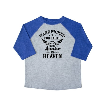 

Inktastic Handpicked for Earth By My Auntie in Heaven with Angel Wings Gift Toddler Boy or Toddler Girl T-Shirt