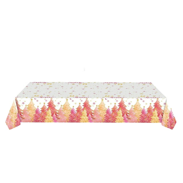Plastic Tablecloth Chrismas Themed Tableware With Chrismas Tree Patterns Suitable For Party Decoration And Catering