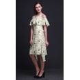 thumbnail image 4 of Bimba Robe Midi à Manches Flottantes Imprimé Oiseau Blanc Épaules Dénudées Femme - X-Small, 4 of 6