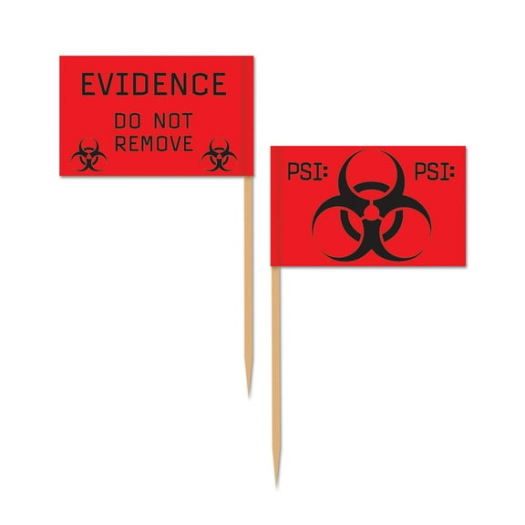 Club Pack of 12 Red PSI Food and Drink or Decoration Party Picks 2.5"